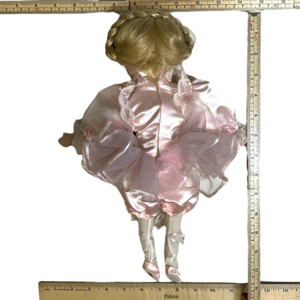 Vintage Ballerina Dancer Porcelain Doll 1990 Pink Satin Tutu Blonde Hair 14” - Picture 2 of 15